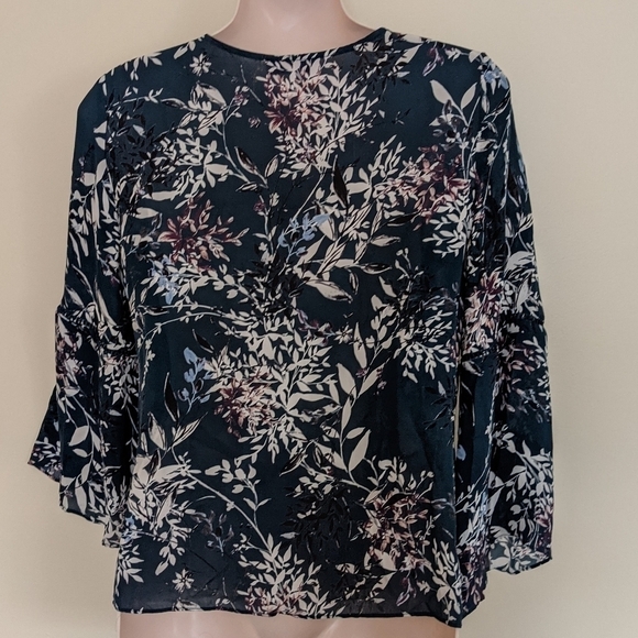 𝅺parker silk blouse v neck floral xs - Picture 4 of 16